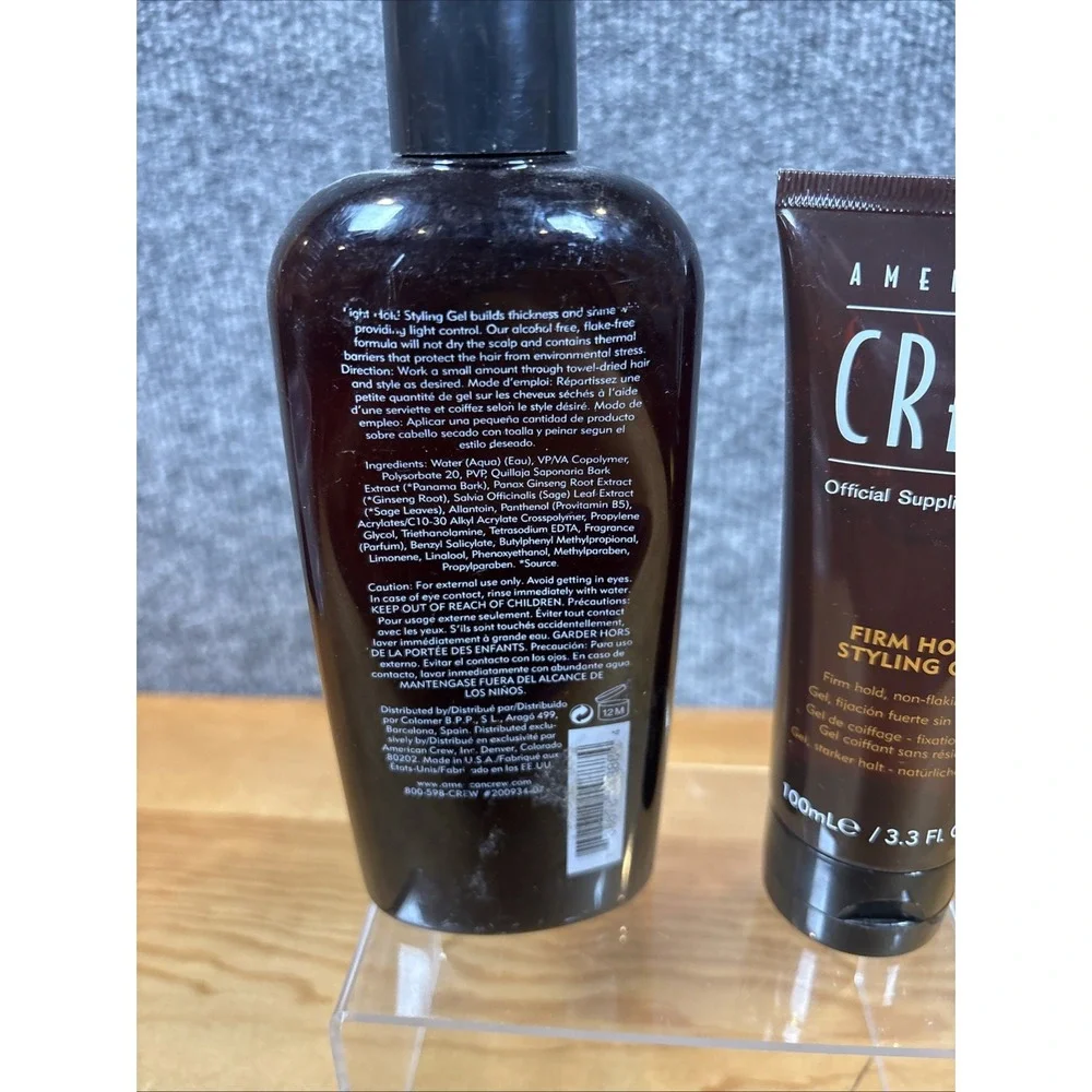 American Crew Light Hold Styling Gel 8.45 oz~And Firm Hold Styling Gel 3.3 fl oz